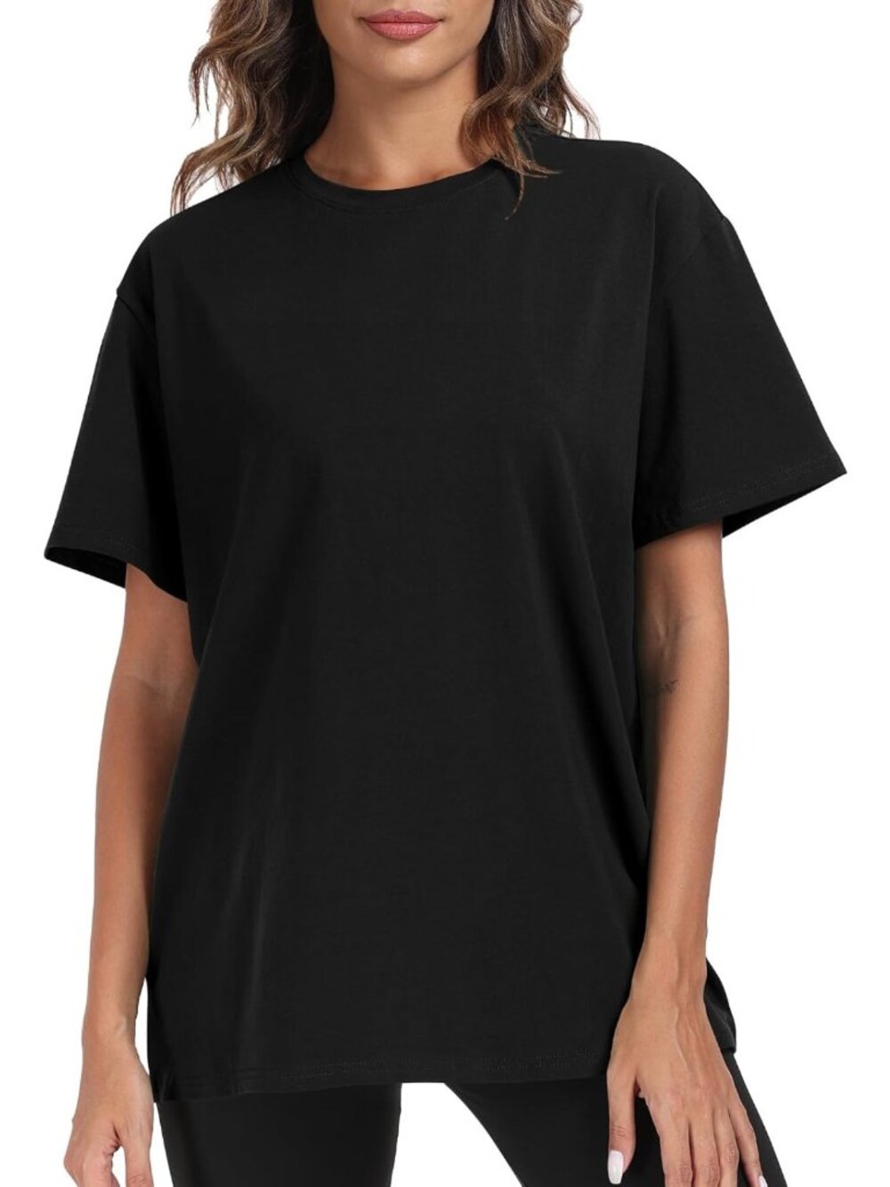 Trendy Oversized Short Sleeve Tee - Casual Crew Neck Cotton Summer Top for Women